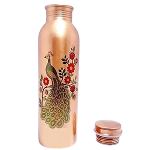 Modern Peacock Printed Metal <b>Water</b> <b>Bottle</b> for Daily Use Reusable Leak Proof Beverage <b>Bottle</b> Ideal Office Travel <b>Gym</b> and Gifting - Product Image 1