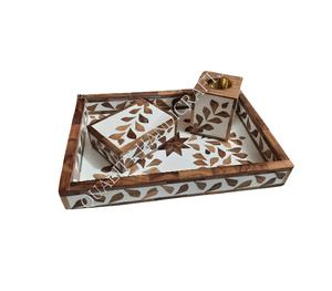 Wholesale Quality Handicrafts Custom-Size Epoxy <b>Resin</b> River Mango Wood Serving Tray Bone Pearl Mother <b>Pine</b> Metal Handle Hotels - Product Image 1