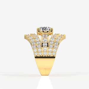 Anillo de cóctel con diamante cultivado en laboratorio y corte portugués, anillo de oro de 18 quilates - Product Image 3