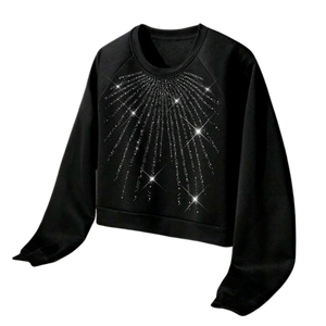 Sweat-shirts à capuche en molleton épais noir avec strass, style streetwear, vêtements d'hiver pour la vente en gros de mode - Product Image 1