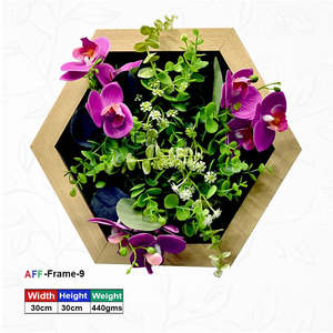 Cadre mural hexagonal en bois pour fleurs artificielles 30x30 cm (AFF-Frame-9) - Product Image 1