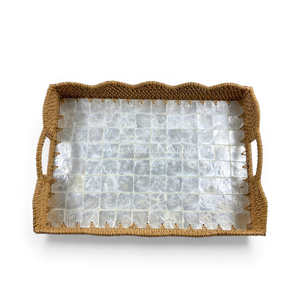Bandeja de Ratán Hecha a Mano con Incrustaciones de Nácar y Borde de Ratán para Decoración del Hogar y Servir Comida, Procedente de Vietnam - Product Image 1