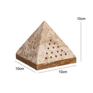 Quemador de Incienso de Pirámide de Mármol Travertino Beige, Soporte para Bakhoor y Oud, Quemador de Incienso de Piedra Travertino en Oferta - Product Image 2