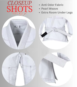 Kimono de BJJ professionnel personnalisé bleu/blanc pour l'entraînement aux arts martiaux unisexe - Uniforme durable en polyester/coton à séchage rapide - Product Image 3