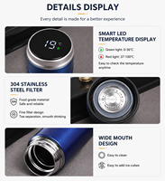 Bouteille d'eau intelligente d'extérieur personnalisée en acier inoxydable 500 ml avec rappel de température et écran LED pour le voyage