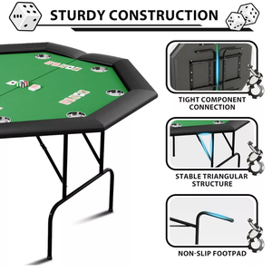 Mesa de póquer barata de alta calidad, octogonal, personalizada, nuevo estilo, entramado, pierna plegable fuerte, mesa de póquer de juego para Casino - Product Image 6