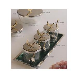 Set of 2 Antique Design Dry Fruits Metal Bowls Round Shape Customized Size <b>Sweet</b> Serving Bowls With Tray - Product Image 6