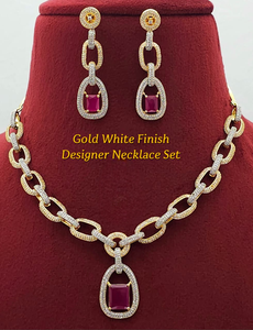 Conjunto de Collar de Diseño con Acabado Dorado y Blanco para Mujer, Perfecto para Fiestas, Ocasiones Festivas, Uso Diario, Calidad Premium - Product Image 2