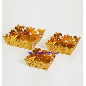 Plateau de service vintage en acier inoxydable poli, écologique, pour la maison, le café, le restaurant, organisateur de table créatif, rangement pour fêtes - Product Image 4