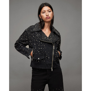 แจ็กเก็ตผ้ายีนส์สำหรับผู้หญิงแจ็กเก็ตผ้ายีนส์ผ้าคอตตอนผู้ผลิตออกแบบได้ตามต้องการ - Product Image 1