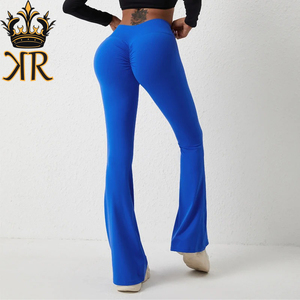 Pantalones de Yoga de cintura alta para mujer, pantalones de campana transpirables, mallas deportivas tejidas para gimnasio, pantalones deportivos informales - Product Image 3