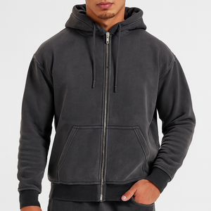 Sudadera con Capucha para Hombre, 500gsm, Lavado Ácido, Personalizable con Logotipo, Unisex, Talla Grande, Forro Polar, Transpirable, Resistente al Viento, para Otoño - Product Image 1
