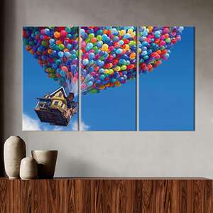 Toile imprimée : Décoration murale Disney Up avec ballons colorés, 3P : encadrée - Product Image 1