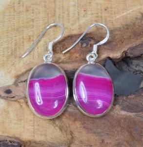 พลอยโมราสีชมพูประกายทรงกลมขนาดใหญ่ทรงรีขนาดใหญ่ตั้งเป็นหนามเตยเงินแท้925ต่างหูแบบห้อยเครื่องประดับแฮนด์เมด - Product Image 3