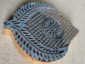 Hand Carved Wooden Block <b>Printing</b> <b>Stamp</b> Leaf Medallion Geometric Design | Traditional Indian Textile Block - Product Image 3