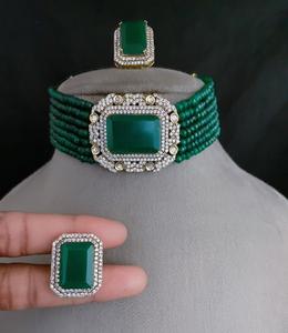 Ensemble ras du cou en diamant CZ Zircon de luxe avec boucles d'oreilles ensemble de bijoux aspect diamant américain pour cadeau de mariage fête élégante - Product Image 2