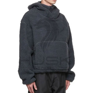 Wholesale OEM Street Wear <b>Men</b> Long Sleeve Patch Front Pocket Polar <b>Fleece</b> <b>Hoodie</b> - Product Image 1