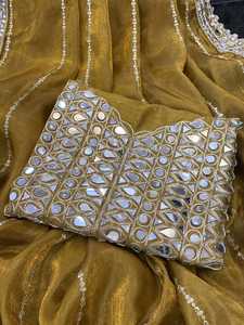 นักออกแบบบอลลีวูดผ้าไหมหนักชุดส่าหรีพื้นเมืองแบบดั้งเดิมเสื้อเบลาส์แฟนซี - Product Image 2