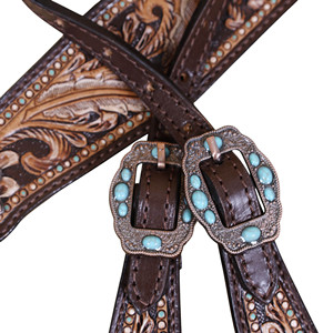 Western Horse Tack Sets Ensemble de serre-tête en cuir et de collier de poitrine Conception florale usinée à la main Prix d'usine Personnalisation disponible - Product Image 5