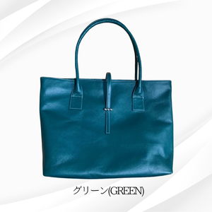 กระเป๋าโท้ทหนังวัวแท้ความจุขนาดใหญ่สีทึบแบบเปิด - Product Image 6