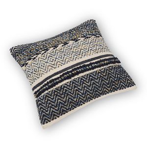 <b>Black</b> Organic Woven Bohemian Square Hand-Knotted 100% Cotton <b>Cushion</b> <b>Cover</b> Zipper Closure for Home Office Hotel <b>Cushion</b> Cases - Product Image 1