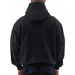 Sudadera con capucha bordada con logotipo personalizado unisex Sudadera de algodón 100% de alta calidad con estampado de hojaldre Fabricación de sudaderas con capucha de ropa personalizada - Product Image 3