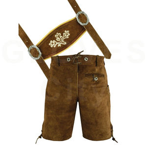 Traditional Bavarian Lederhosen Short for <b>Men</b> Outfit with Classic German Embroidery Rustic Buttons <b>Suspenders</b> and Styling - Product Image 2