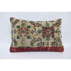 Beige Laine 16x24 Pouces Kantha Oreiller De Luxe Vintage Floral Brodé Tissé Coussin Portable Literie Coussin Décoratif - Product Image 1