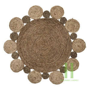 High Quality Handwoven Seagrass round Rug Customized OEM Designs for Farmhouse Decor Natural Look for Living Room - Product Image 1