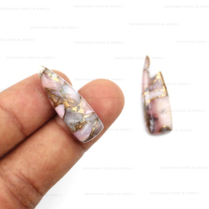 เครื่องประดับทองแดงโอปอลสีชมพูธรรมชาติอันไว้ใจได้ยาว10X30มม. ล้านล้านล้านแบนหลังแบนปรับเทียบอัญมณีหลวมสำหรับการทำเครื่องประดับ - Product Image 5