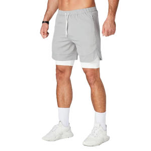 2 in 1 Gym Shorts Men Training Activewear with Inner Compression <b>Layer</b>, Elastic Waist & Custom Wholesale Manufacturing - Product Image 1