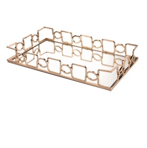 Ensemble tendance de 2 plateaux de service pour la restauration, finition antique avec plateau en verre pour aliments et desserts, fournisseur par l'Inde - Product Image 6
