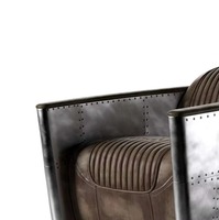 Canapé inclinable de luxe moderne de style aviateur européen, fauteuil carré en cuir véritable pleine fleur, ensemble de sièges de salon avec structure en bois pour villa