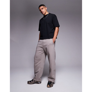 100% เสื้อยืดผู้ชายผ้าคอตตอนออแกนิกทรงครอปแขนสั้นโชว์ไหล่ทรงโอเวอร์ไซส์ทรงพลัสไซส์พิมพ์ลายเปล่า - Product Image 6