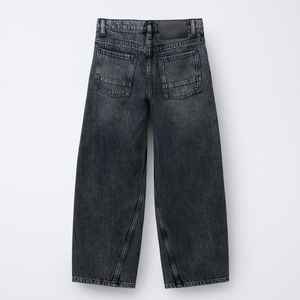 กางเกงยีนส์ทรงหลวมสำหรับผู้ชายกางเกงผ้ายีนส์เอวสูงขากว้างฟอกสีอ่อน - Product Image 5