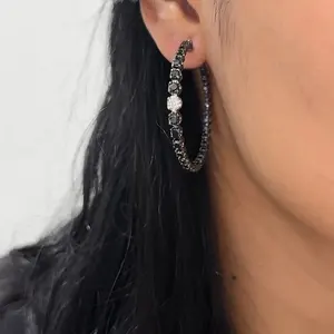 Women's Tishya 925 Sterling Silver 2Ct Moissanite <b>Hoop</b> Earrings <b>Rose</b> <b>Gold</b> Plated Wedding Party Anniversary Engagement - Product Image 4