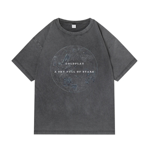 T-shirt surdimensionné de haute qualité à épaules tombantes couleur été pour hommes délavé à l'acide Streetwear Vente en gros - Product Image 4