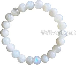 Bracelet unisexe en perles, pierre de lune arc-en-ciel naturelle, pierre de naissance de juin, cadeau de Noël, bracelet élastique pour femmes, bracelet pour hommes - Product Image 1
