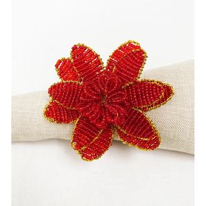 Servilletero de diseño con cuentas de flores de Color rojo metálico para decoración de mesa de comedor, servilletero de diseño de Hotel y vacaciones - Product Image 1