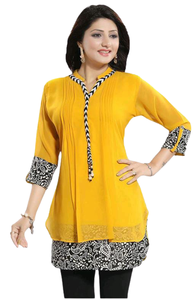 Casual Wear New Style Ladies Long Kurti Georgette Fancy Lace Custom Design Tops Wholesale for Gills & <b>Women</b> - Product Image 2