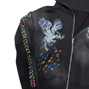 เสื้อมีฮู้ดถักผ้าฝ้าย100% แบบมีซิปรูดสำหรับผู้ชายเสื้อฮู้ดผ้าฝ้ายถักแบบมีซิปรูดดีไซน์สำหรับผู้ชาย1 - Product Image 1