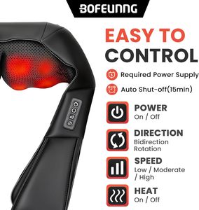 Sırt ve Boyun Masajı Derin Doku Dokunma Vücut Kas Ağrılarını Giderici Boyun Omuz Shiatsu Boyun ve Omuz Masaj Aleti - Product Image 1