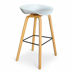 เก้าอี้บาร์สไตล์สแกนดิเนเวียน ขาไม้อัด เบาะไม้วีเนียร์โอ๊ค - Product Image 1