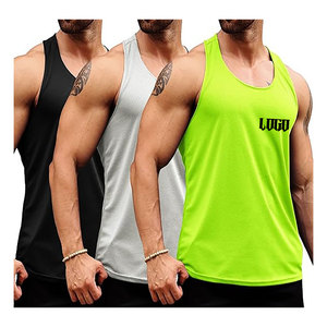 Men's Quick Dry Tank Top Athletic Cotton Spandex Gym Vest Customized Regular Fit Crewneck High <b>Stretch</b> Exercise Stringer - Product Image 2