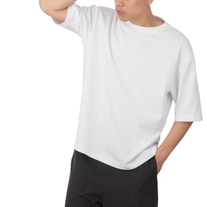 T-shirt oversize 305G en coton 100% pour hommes, épaules tombantes lourdes avec couleur unie et manches courtes, style de rue pour t-shirt imprimé bouffant - Product Image 5