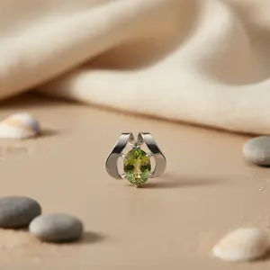 "Rhodium-Plated Geometric 925 Silver <b>Peridot</b> Pendant for Women 14K Gold Freshwater Pearl Sapphire Zircon Diamond Accent Stones" - Product Image 2