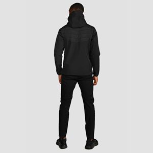 Veste matelassée personnalisée noir jais pour hommes sangle de marque réfléchissante poignets réglables thermoscellés matelassage fermeture éclair décontractée hiver - Product Image 4