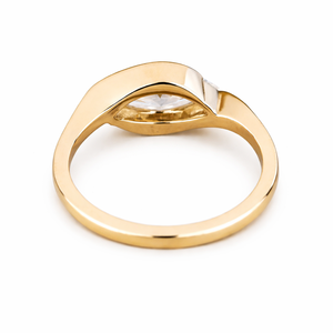 Anillo de Compromiso Clásico de Oro Amarillo de 14K, Color DEF, Corte Marquesa, Estilo Bypass de Este a Oeste, con Diamante de Laboratorio, Regalo de Aniversario - Product Image 4
