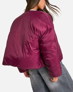 Chaqueta Corta Acolchada de Invierno para Mujer, Color Granate/Vino Tinto, Forro de Algodón, Transpirable - Product Image 2
