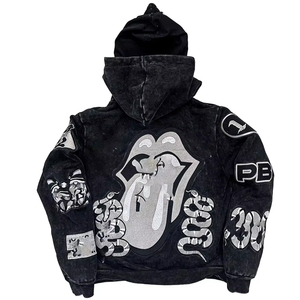 Sweat à capuche personnalisé 100% coton vintage délavé pour hommes Boxy Zip-up respirant à capuche recadrée à double fermeture éclair pour l'impression numérique d'hiver - Product Image 1